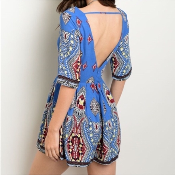 NEW Zola Tribal Print Open Back Romper - Picture 4 of 8